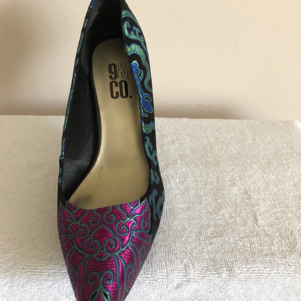 Multicolored Satin High Heels Size 7